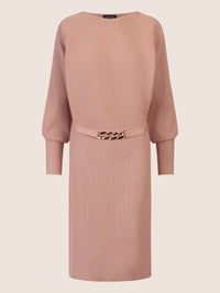 APART Strickkleid mit Gliederkette Detail Gürtel | mauve