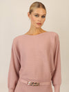 APART Strickkleid mit Gliederkette Detail Gürtel | mauve