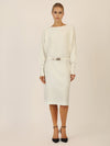 APART Strickkleid mit Gliederkette Detail Gürtel | creme