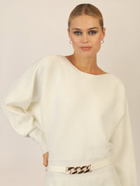 APART Strickkleid mit Gliederkette Detail Gürtel | creme