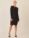 APART Strickkleid mit Strukturmuster und Rundhalsausschnitt | schwarz