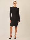 APART Strickkleid mit Strukturmuster und Rundhalsausschnitt | schwarz