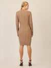 APART Strickkleid mit Strukturmuster und Rundhalsausschnitt | camel