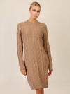 APART Strickkleid mit Strukturmuster und Rundhalsausschnitt | camel