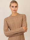 APART Strickkleid mit Strukturmuster und Rundhalsausschnitt | camel
