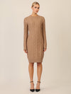 APART Strickkleid mit Strukturmuster und Rundhalsausschnitt | camel