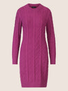 APART Strickkleid mit Strukturmuster und Rundhalsausschnitt | lila