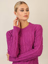APART Strickkleid mit Strukturmuster und Rundhalsausschnitt | lila