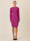 APART Strickkleid mit Strukturmuster und Rundhalsausschnitt | lila