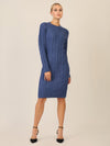 APART Strickkleid mit Strukturmuster und Rundhalsausschnitt | mittelblau