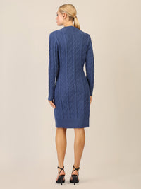 APART Strickkleid mit Strukturmuster und Rundhalsausschnitt | mittelblau