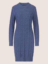 APART Strickkleid mit Strukturmuster und Rundhalsausschnitt | mittelblau