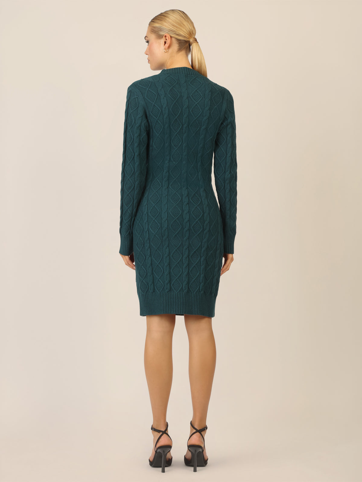 APART Strickkleid mit Strukturmuster und Rundhalsausschnitt | dunkelgrün