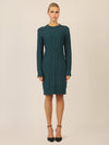 APART Strickkleid mit Strukturmuster und Rundhalsausschnitt | dunkelgrün