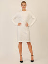 APART Strickkleid mit Strukturmuster und Rundhalsausschnitt | creme