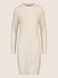 APART Strickkleid mit Strukturmuster und Rundhalsausschnitt | creme