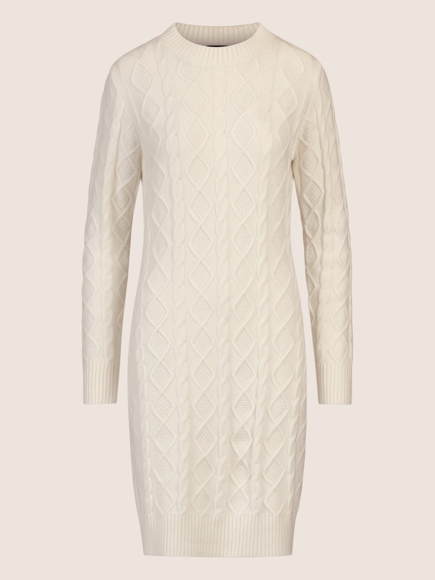 APART Strickkleid mit Strukturmuster und Rundhalsausschnitt | creme