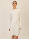APART Strickkleid mit Strukturmuster und Rundhalsausschnitt | creme