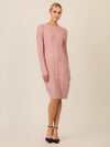 APART Strickkleid mit Strukturmuster und Rundhalsausschnitt | mauve