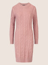 APART Strickkleid mit Strukturmuster und Rundhalsausschnitt | mauve