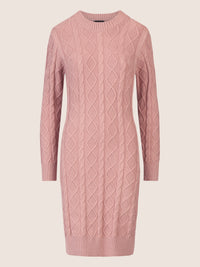 APART Strickkleid mit Strukturmuster und Rundhalsausschnitt | mauve