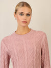 APART Strickkleid mit Strukturmuster und Rundhalsausschnitt | mauve
