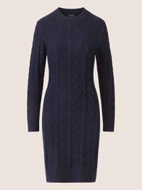 APART Strickkleid mit Strukturmuster und Rundhalsausschnitt | nachtblau