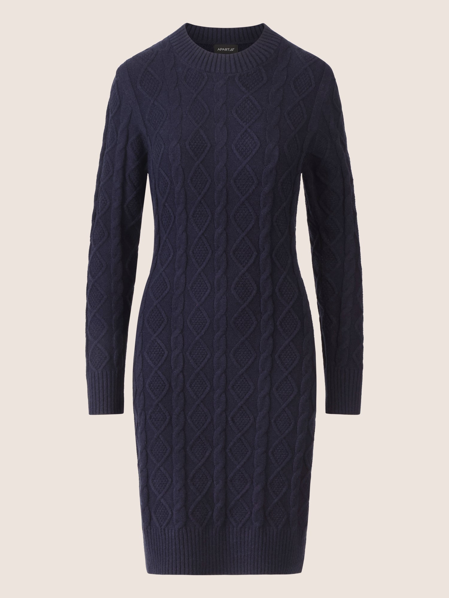 APART Strickkleid mit Strukturmuster und Rundhalsausschnitt | nachtblau