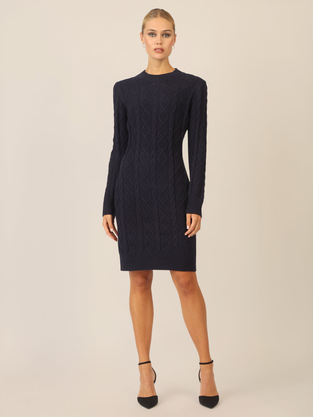 APART Strickkleid mit Strukturmuster und Rundhalsausschnitt | nachtblau