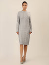APART Strickkleid mit Strukturmuster und Rundhalsausschnitt | graumeliert
