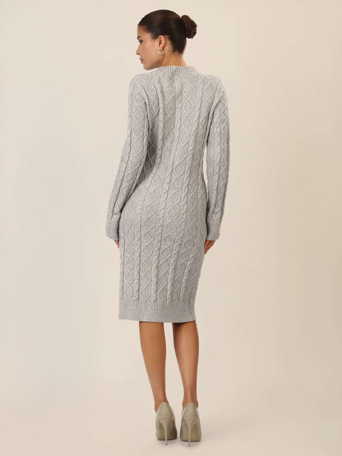 APART Strickkleid mit Strukturmuster und Rundhalsausschnitt | graumeliert