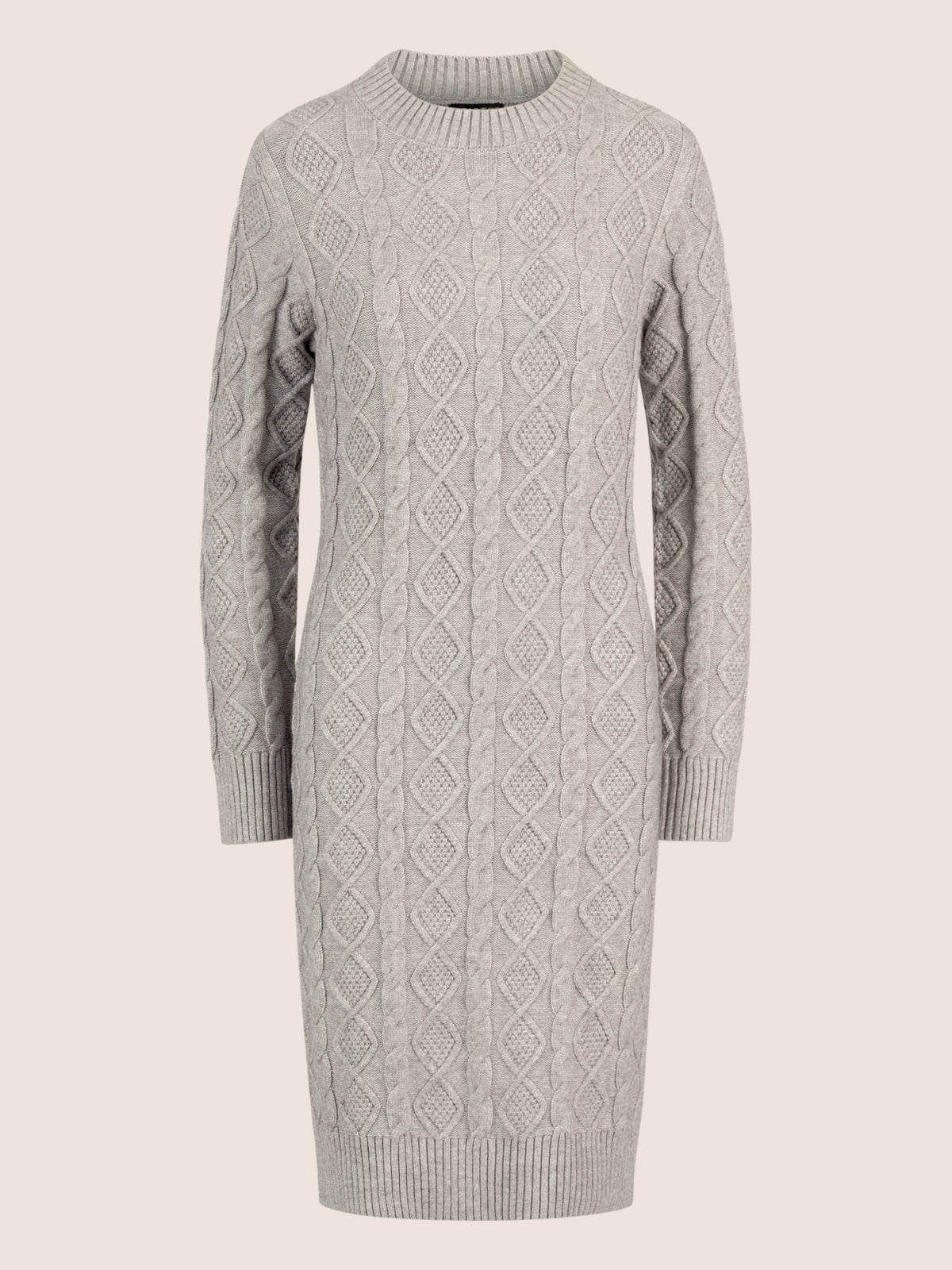 APART Strickkleid mit Strukturmuster und Rundhalsausschnitt | graumeliert