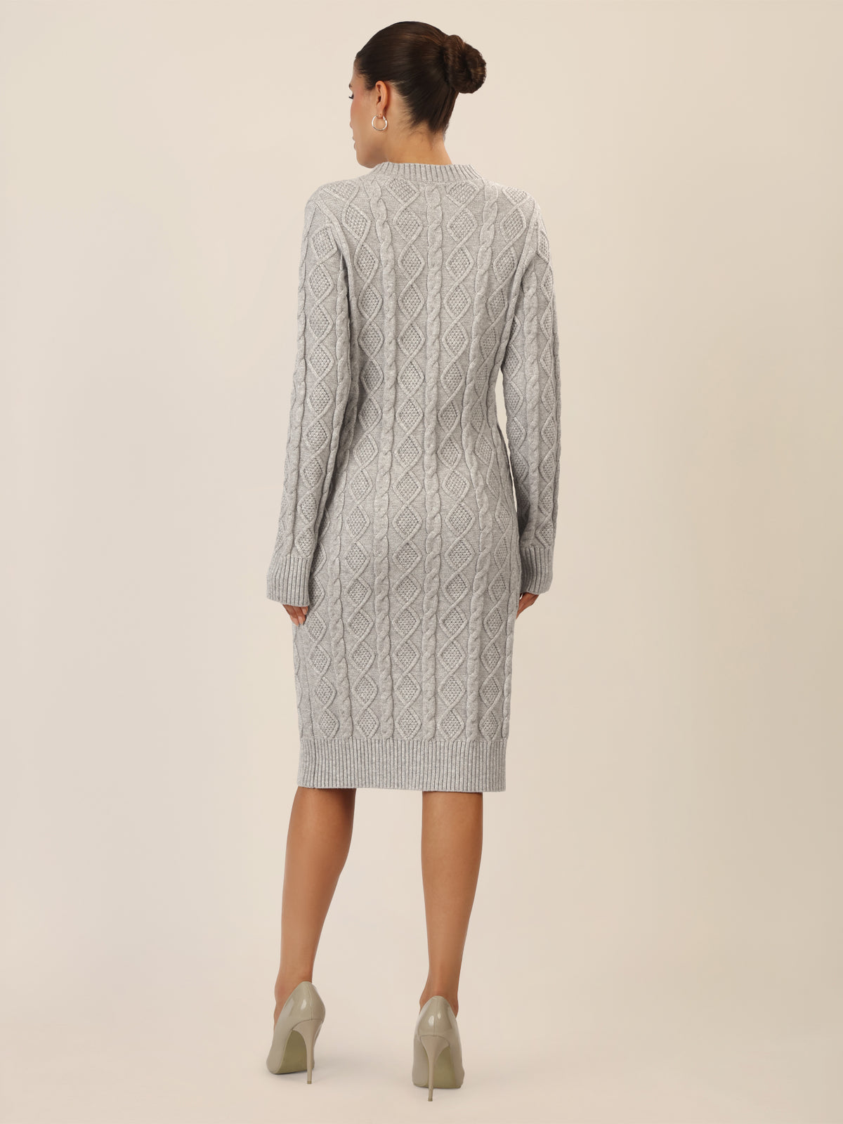 APART Strickkleid mit Strukturmuster und Rundhalsausschnitt | graumeliert
