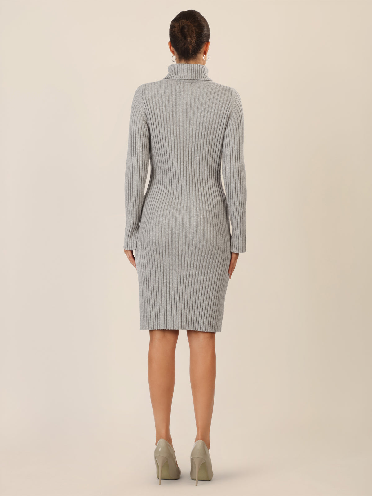 APART Rippenstrickkleid mit Rollkragen | graumeliert