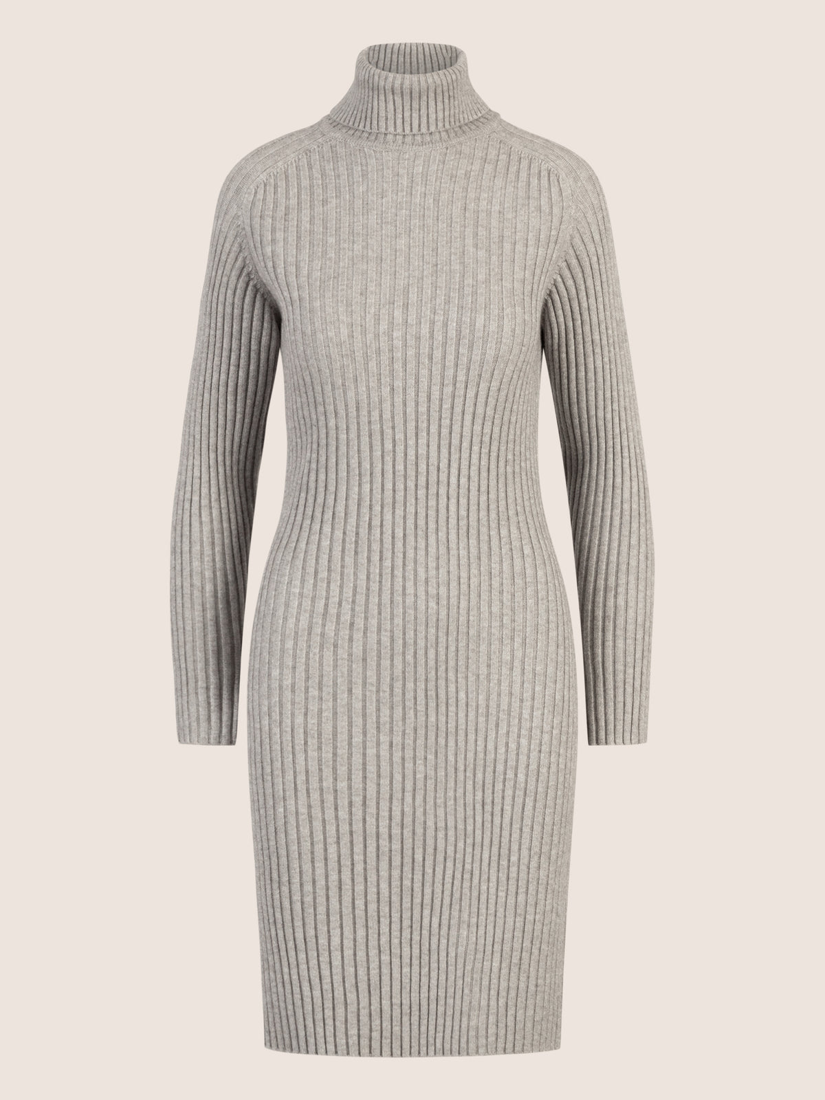 APART Rippenstrickkleid mit Rollkragen | graumeliert