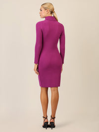 APART Rippenstrickkleid mit Rollkragen | lila