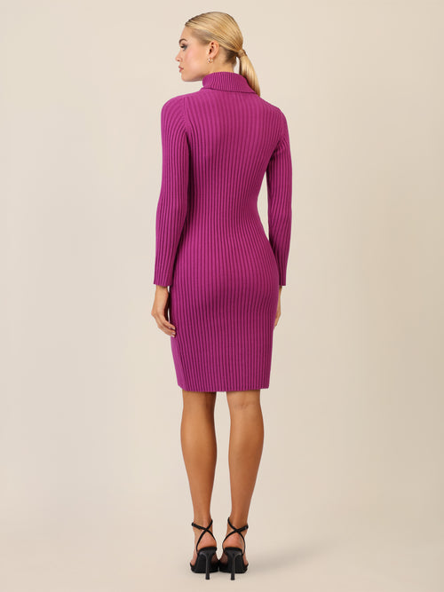 APART Rippenstrickkleid mit Rollkragen | lila image 1
