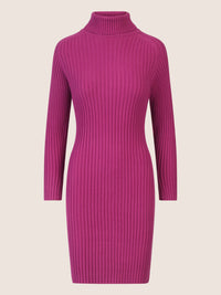 APART Rippenstrickkleid mit Rollkragen | lila