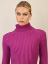 APART Rippenstrickkleid mit Rollkragen | lila