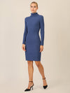 APART Rippenstrickkleid mit Rollkragen | mittelblau