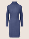 APART Rippenstrickkleid mit Rollkragen | mittelblau