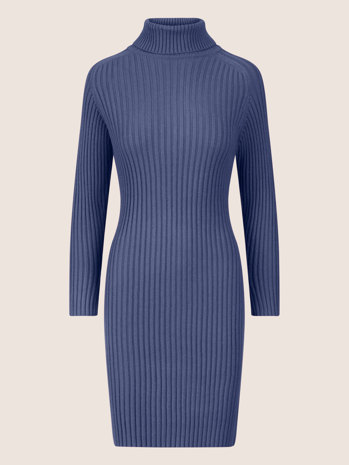 APART Rippenstrickkleid mit Rollkragen | mittelblau