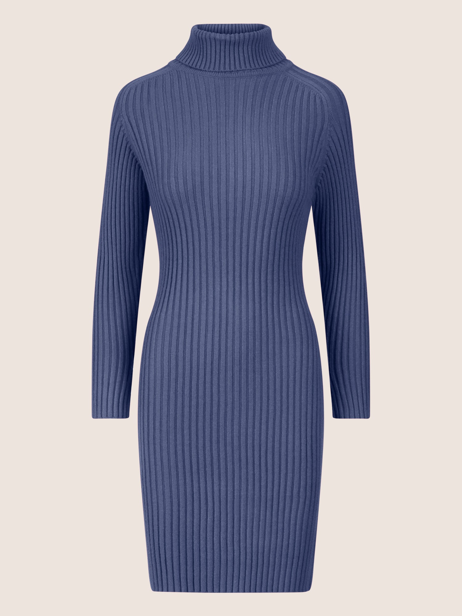 APART Rippenstrickkleid mit Rollkragen | mittelblau