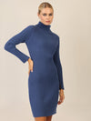 APART Rippenstrickkleid mit Rollkragen | mittelblau