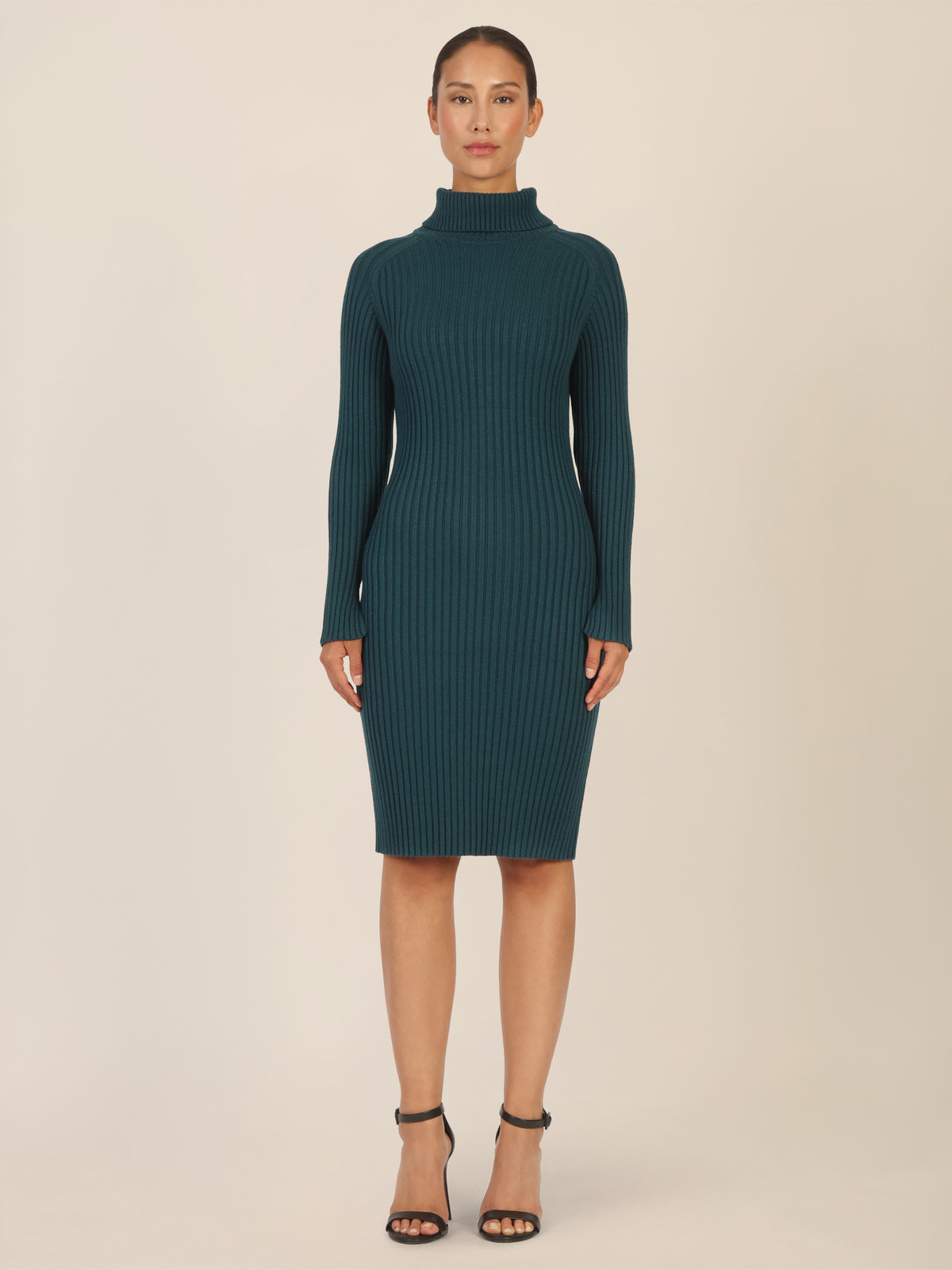 APART Rippenstrickkleid mit Rollkragen | dunkelgrün