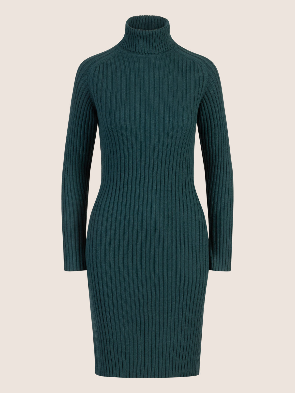 APART Rippenstrickkleid mit Rollkragen | dunkelgrün