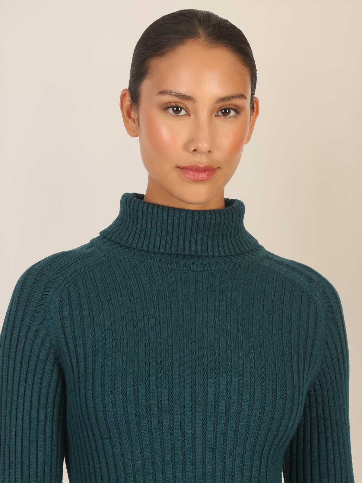 APART Rippenstrickkleid mit Rollkragen | dunkelgrün