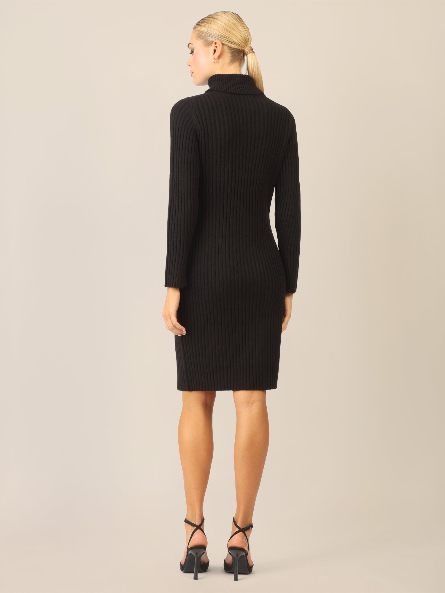 APART Rippenstrickkleid mit Rollkragen | schwarz