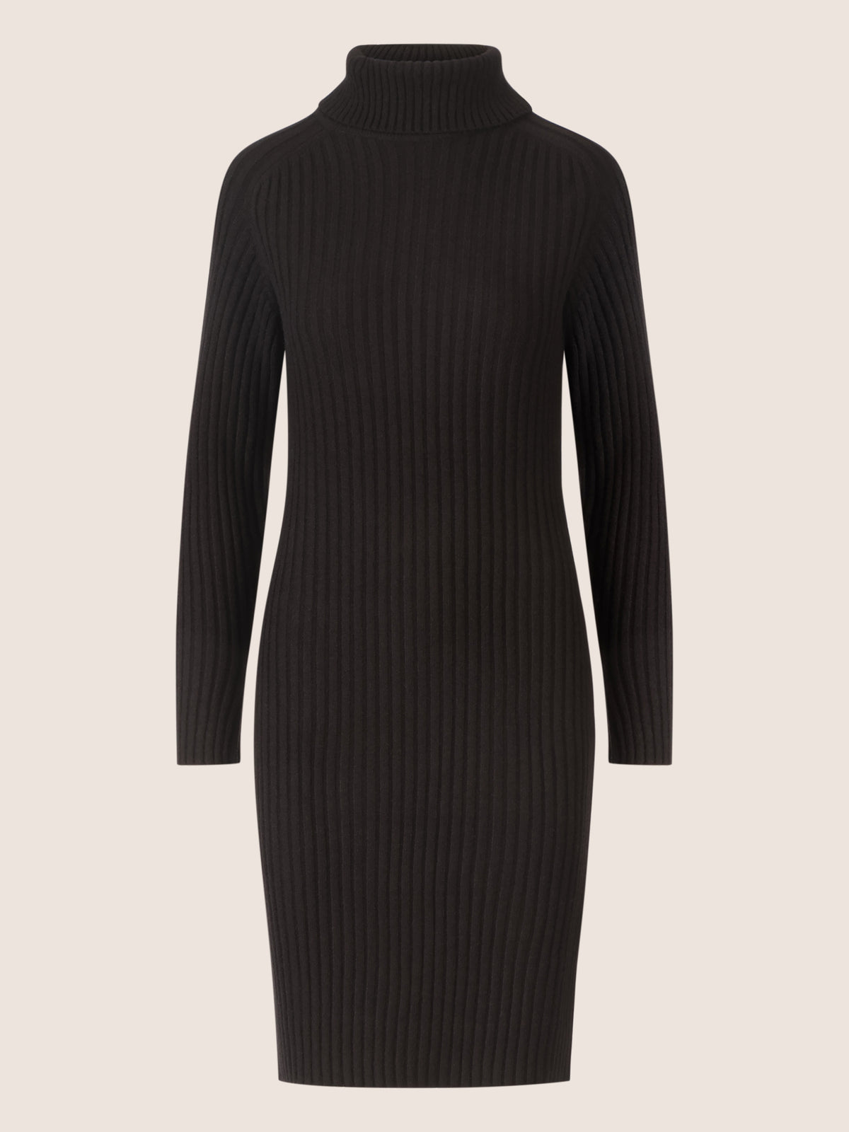 APART Rippenstrickkleid mit Rollkragen | schwarz