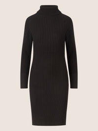 APART Rippenstrickkleid mit Rollkragen | schwarz